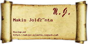 Makis Jolánta névjegykártya